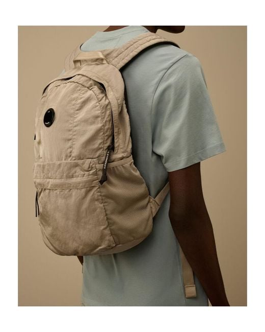 C P Company Brown Lens-Detail Backpack for men