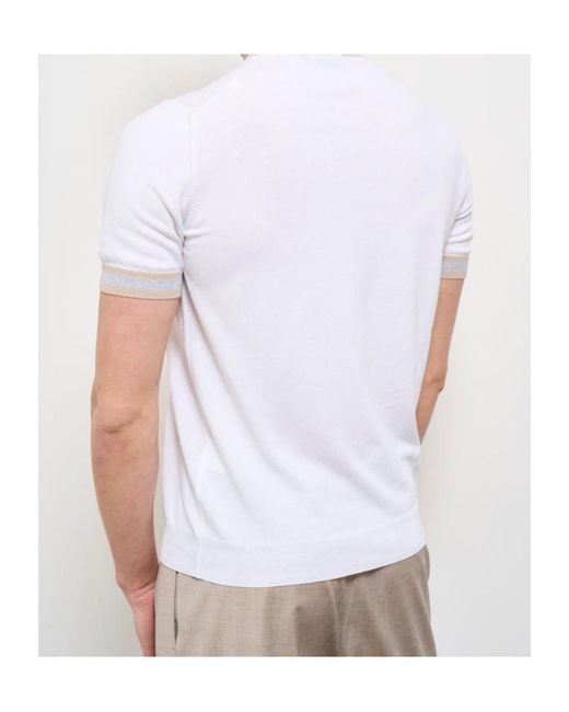 Gran Sasso White Contrast-Trim Knitted T-Shirt for men