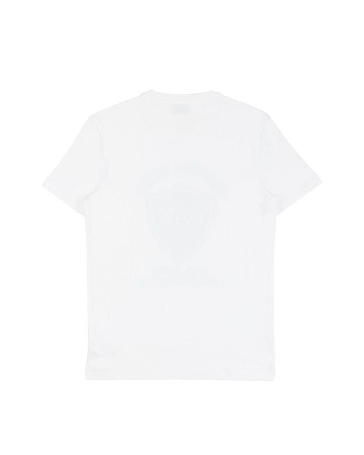 EA7 White Round-Necked Logo T-Shirt for men
