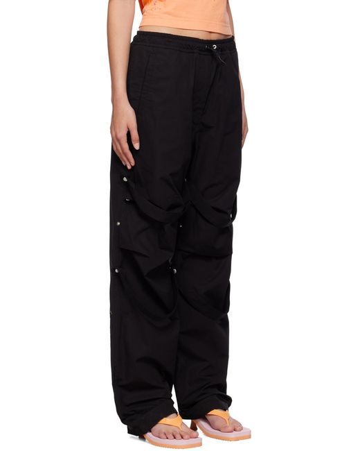 Palm Angels Black Logo-Print Straight-Leg Trousers