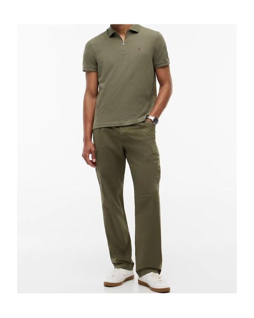 Tommy Hilfiger Green Airdot Zip-Up Polo Shirt for men