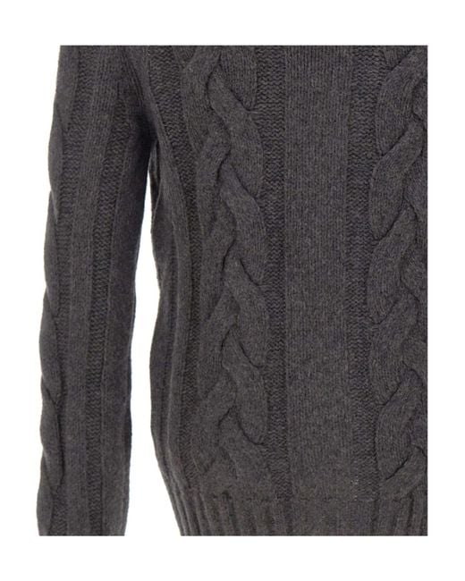 Gran Sasso Gray Cable Knit Shawl Collar Cardigan for men