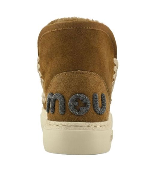 Mou Brown Logo Trim Ankle Boots