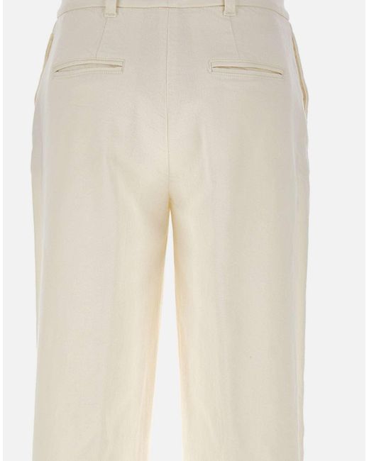 Eleventy White Wide-Leg Pressed-Pleat Pants