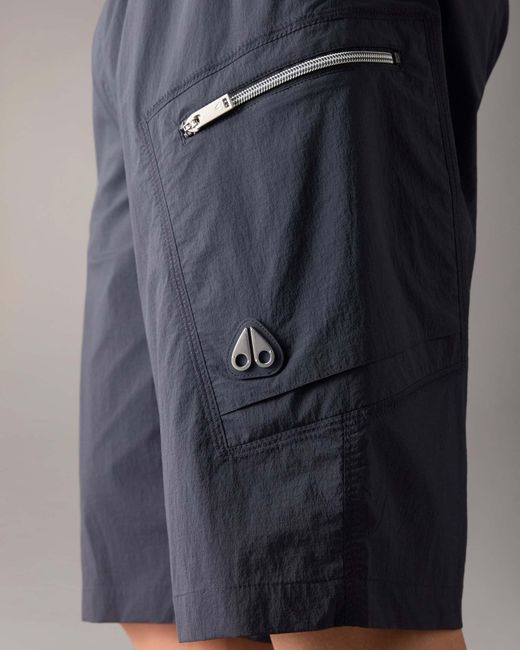 Moose Knuckles Black Logo Plaque Shorts for men