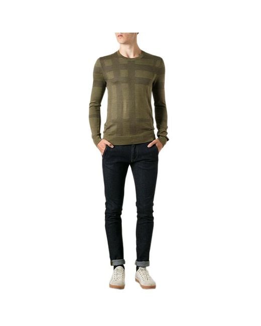 Burberry Green Checkered Detail Pullover for men