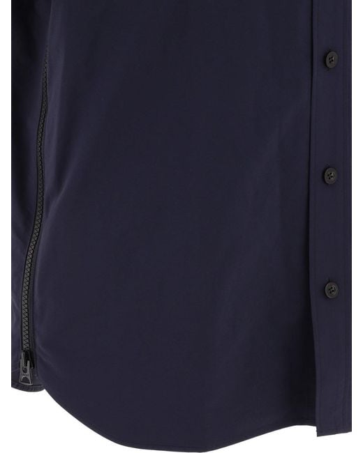 Sacai Blue Zip-Pocket Detailed Short Sleeved Buttoned Shirt for men
