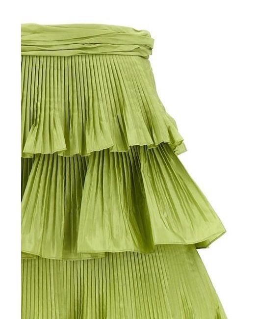 Valentino Green Ruffled Lettuce Hem Mini Skirt