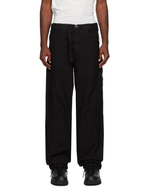 C P Company Blue Belted Straight Leg Pants for men