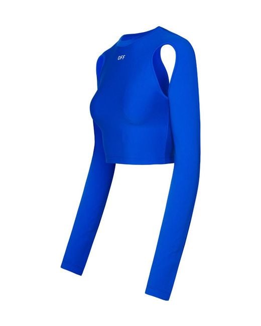 Off-White c/o Virgil Abloh Blue Cut-Out Crewneck Long-Sleeved Top