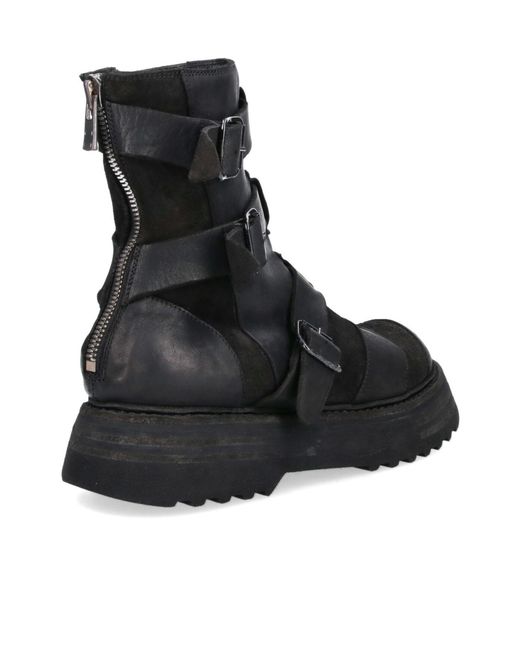 Guidi Black Buckled Strap Boots for men