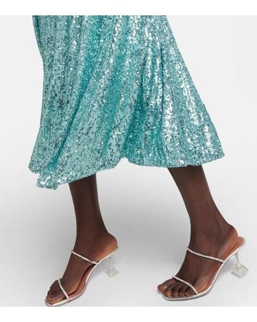Monique Lhuillier Blue Sequined Midi Dress