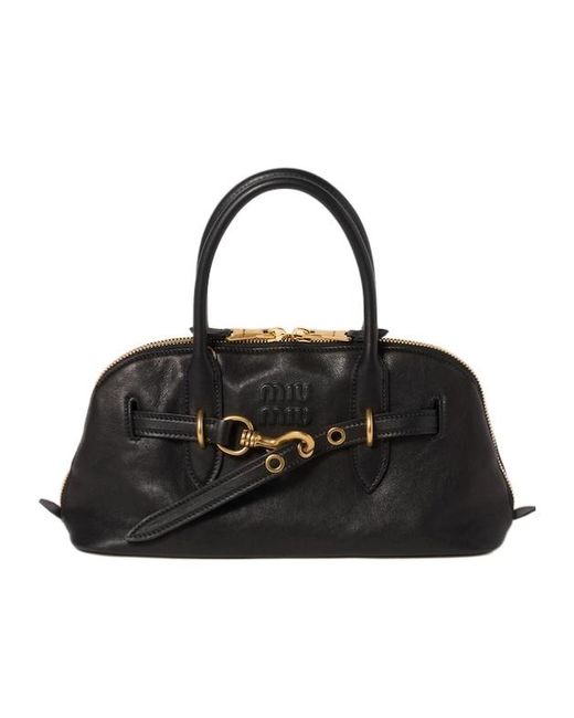 Miu Miu Black Aventure Nappa Leather Top-Handle Bag