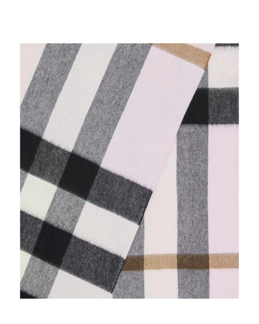 Burberry White Check Cashmere Scarf
