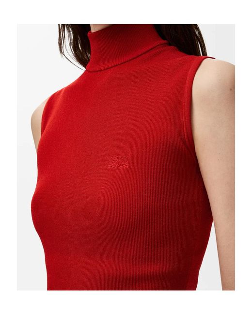 Loewe Red High-Neck Sleeveless Top