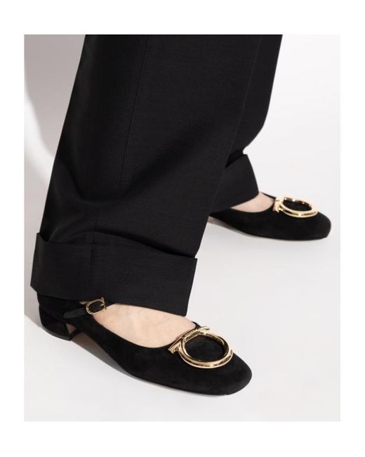 Ferragamo Black Suede Low Heels