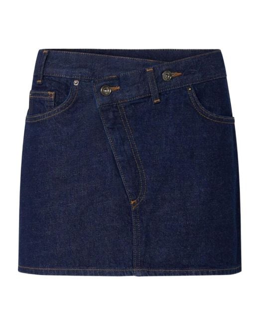 Liu Jo Blue Asymmetric Denim Mini Skirt