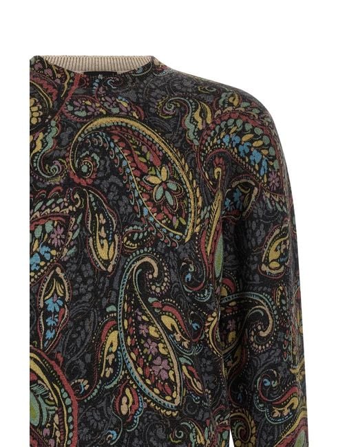 Etro Black Paisley Sweater for men