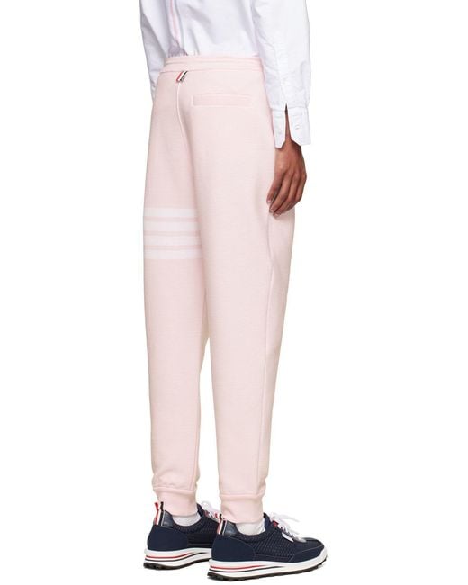 Thom Browne Pink Ottoman Rib 4-Bar Stripe Track Pants for men