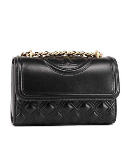 Tory Burch Black Fleming Convertible Embossed Small Shoulder Bag
