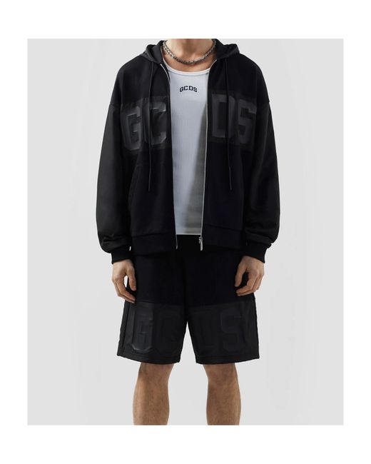 Gcds Black Logo Zip-Fastening Hoodie for men