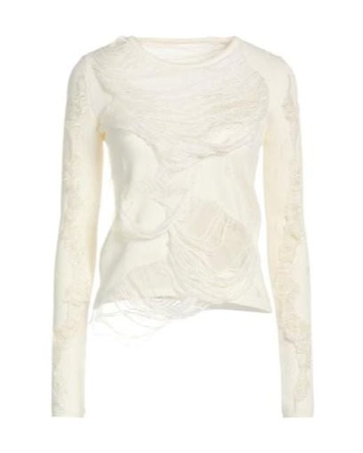 MM6 by Maison Margiela White Long-Sleeve Knit Top