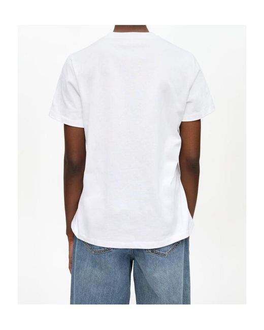 Ganni White Logo Printed Crewneck T-Shirt