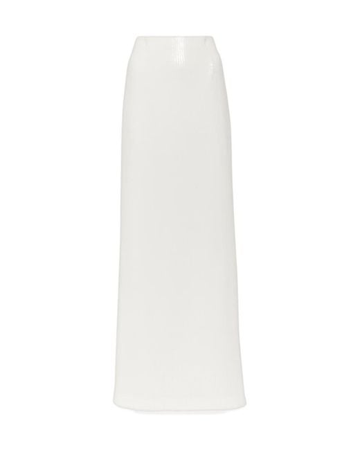 Galvan White Bridal Beating Heart Sequined Maxi Skirt