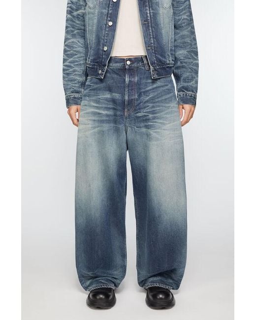 Acne Blue Mid Waist Baggy Jeans for men