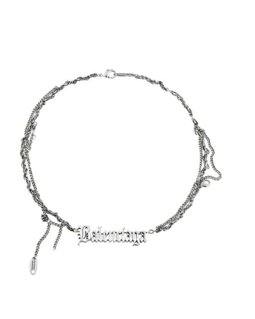 Balenciaga Metallic Typo Destroyed Necklace for men