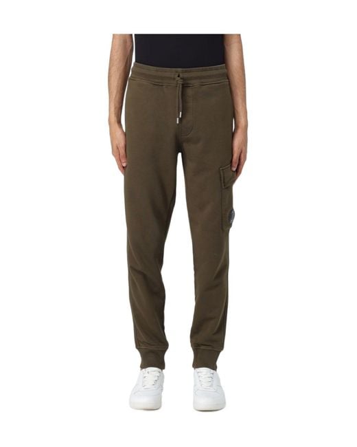 C P Company Green Lens-Detail Cotton Track Pants for men