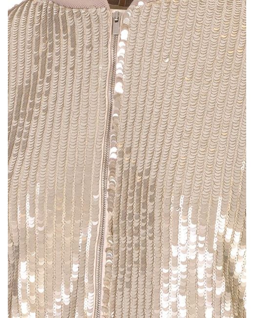 Peserico White Sequin Embellished Zip-Up Jacket