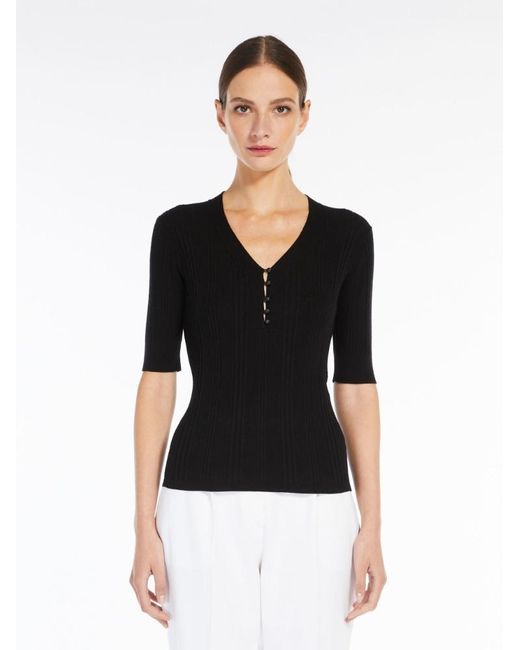 Max Mara Black Silk Blend Sweater