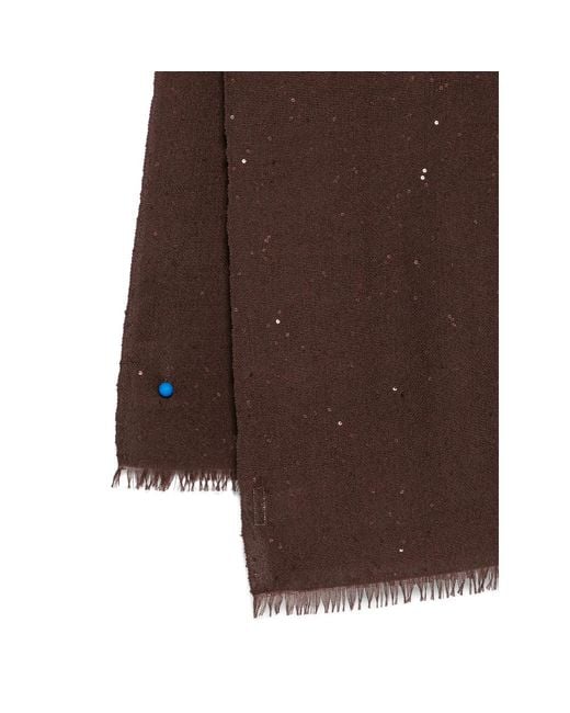 Brunello Cucinelli Brown Diamond-Yarn Sequinned Scarf