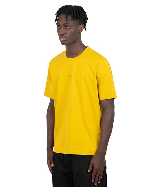 C P Company Yellow Slogan-Print Cotton T-Shirt for men