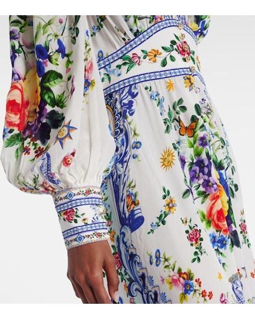 Camilla White Printed Silk Crêpe Maxi Dress