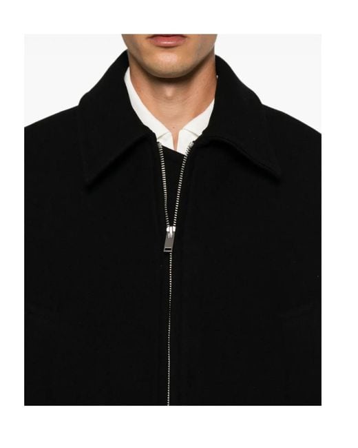 Studio Nicholson Black Zip-Up Spread-Collar Shirt Jacket for men
