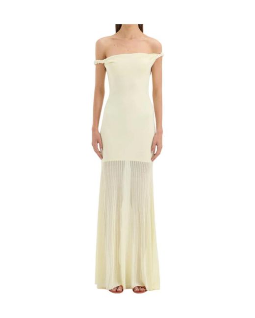 Sir Yellow Off-Shoulder Knotted Dress