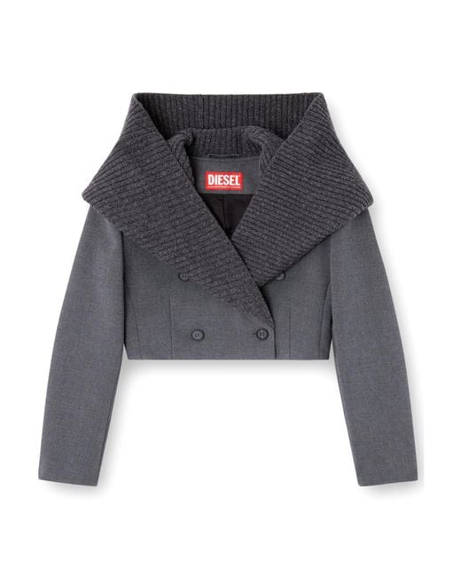 DIESEL Gray G-Olden Double Breasted Cropped Jacket