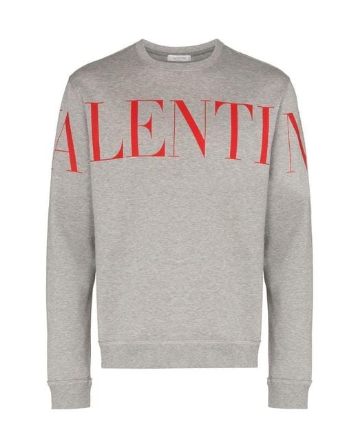 Valentino Gray Logo-Print Crewneck Sweatshirt for men