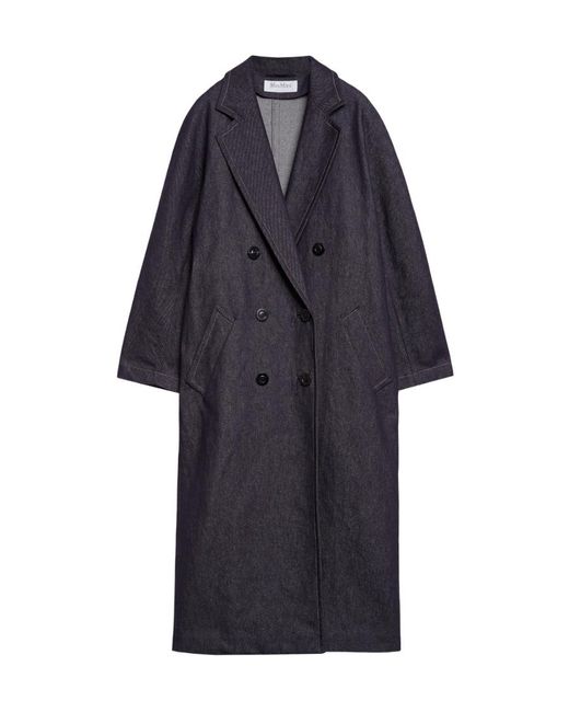 Max Mara Blue Denim Logo Coat