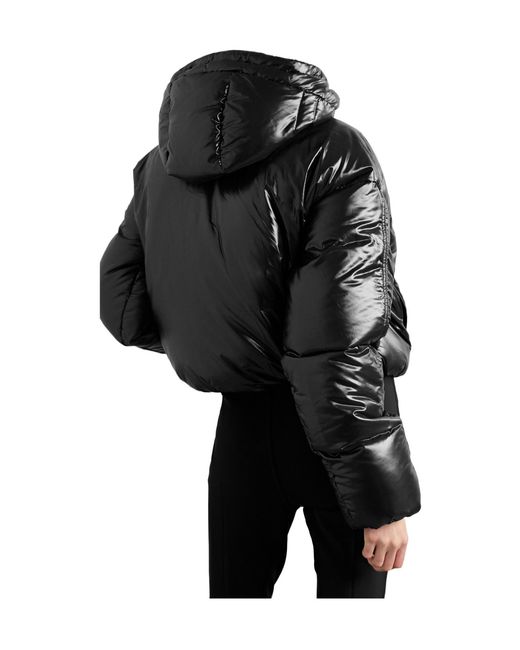 Aztech Mountain Black Daisy Nuke Cropped Quilted Glossed-Shell Down Jacket
