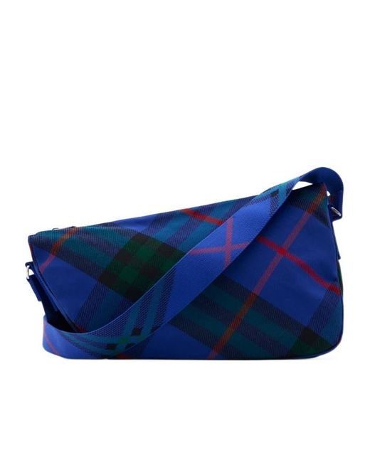 Burberry Blue Shield Tartan-Check Shoulder Bag for men