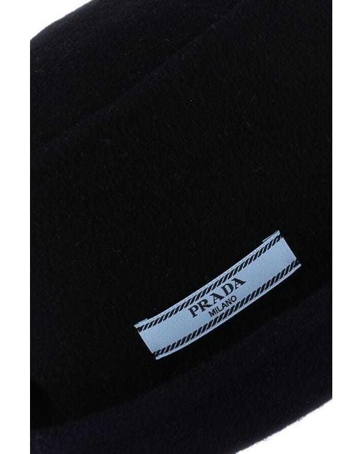 Prada Black Logo Patch Detail Bucket Hat