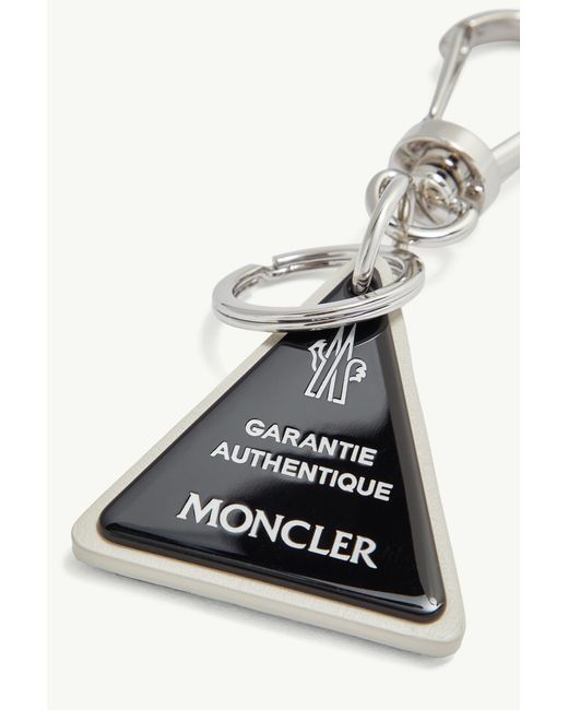 Moncler White Logo Leather Key Ring for men