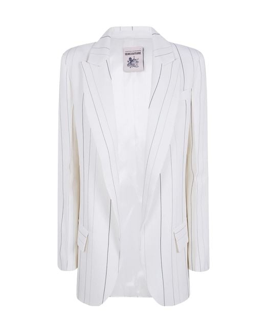 Semicouture White Long-Sleeved Suit Jacket