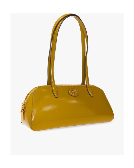 Tory Burch Yellow Logo-Patch Detail Shoulder Bag