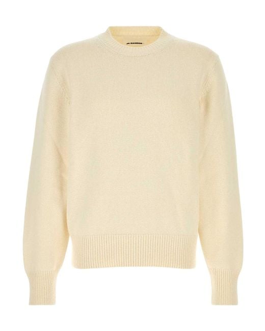 Jil Sander Natural Long-Sleeved Crewneck Jumper for men