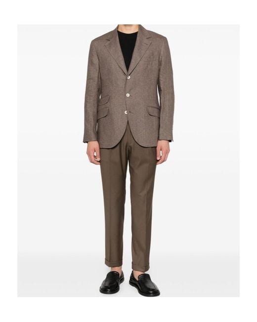 Brunello Cucinelli Brown Single-Breasted Long Sleeved Blazer for men