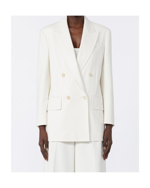 Max Mara White Suez Double-Breasted Tailored Blazer